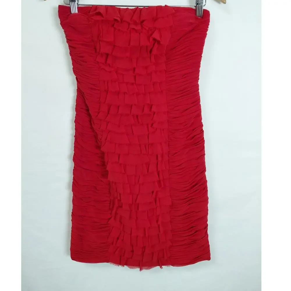 Cache Acetate Blend Red Sheath Short Lined Dress Women Size 2